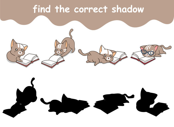 找到正确的猫的影子正在看书图片下载