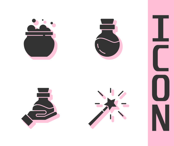 设置魔杖女巫坩埚瓶子与药水图片下载