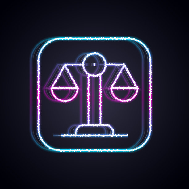 发光的霓虹灯线天平的正义图标孤立图片下载