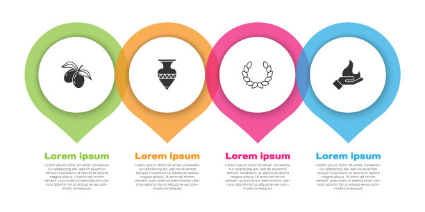 设橄榄枝古双耳月桂花环图片下载