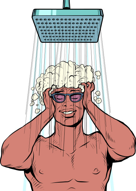 一个黑人在淋浴时洗头图片下载