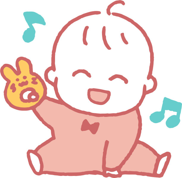 婴儿坐起来玩玩具的插图图片下载