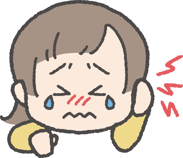 一个耳朵酸痛的女孩的插图图片下载