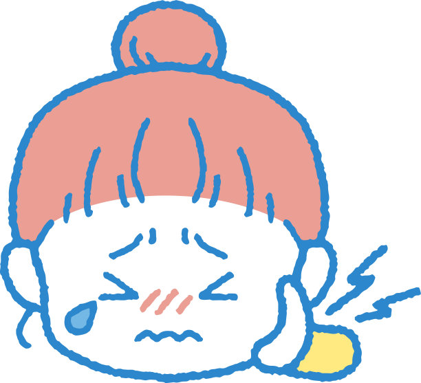 面颊/牙齿酸痛的女孩的插图图片下载