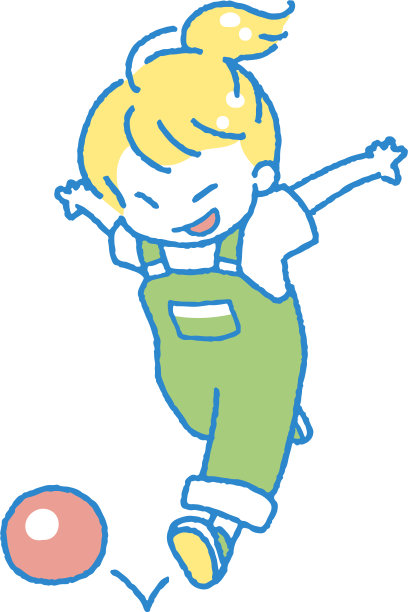 一个孩子在玩球的插图图片下载