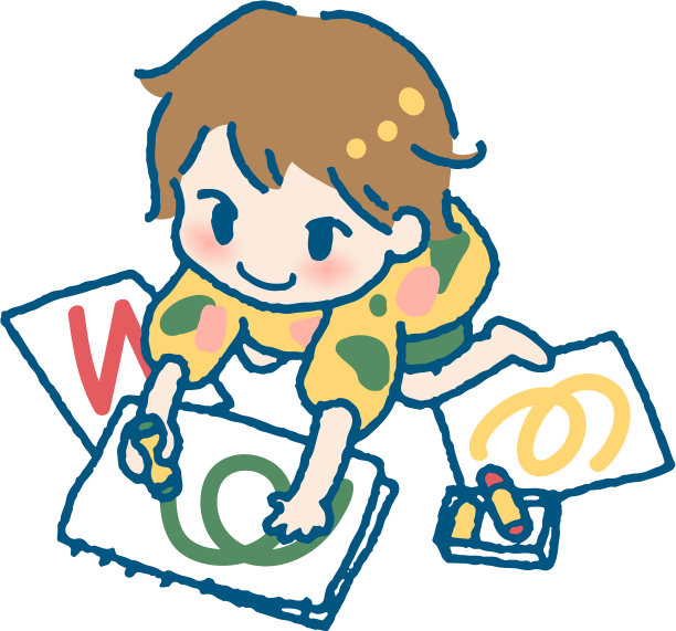 一个孩子在画画的插图图片下载