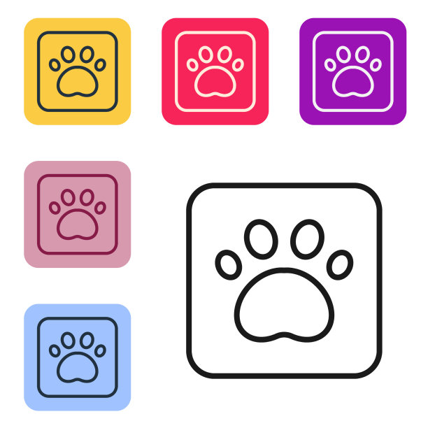 黑线爪印图标隔离在白色图片下载