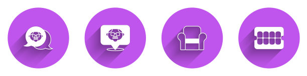 设置祖父扶手椅和假下巴图标图片下载