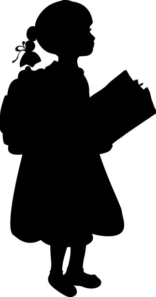 剪影女孩带着书回到学校图片下载