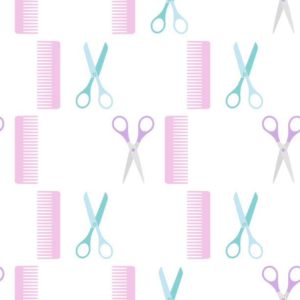 无缝背景剪刀和梳子图片下载