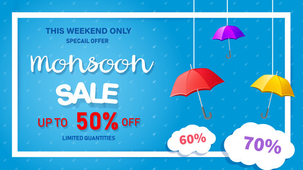 季风季节的创意销售横幅或销售海报图片下载
