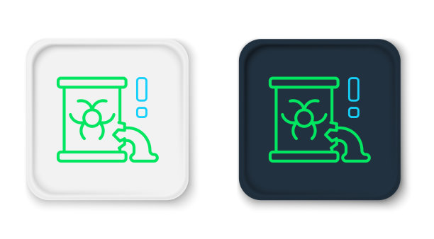 线放射性废物在桶图标隔离图片下载