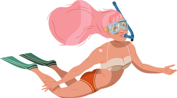 穿着泳装戴着护目镜的年轻女子角色图片下载