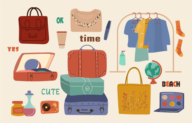 旅游的东西设置图片下载