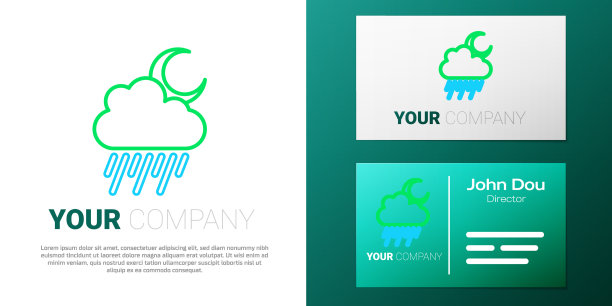 线云与雨和月亮图标孤立上图片下载