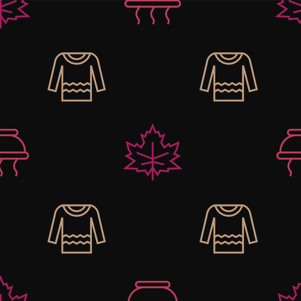 设置线碗热汤毛衣和叶子或图片下载