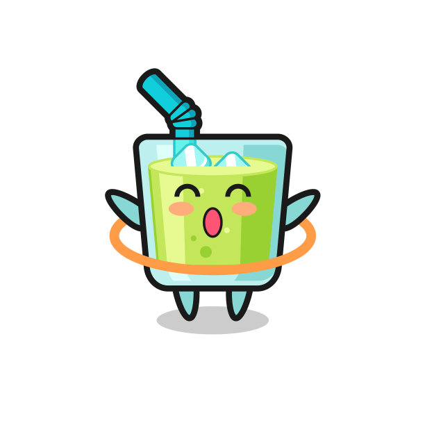 可爱的瓜汁卡通正在玩呼啦圈图片下载