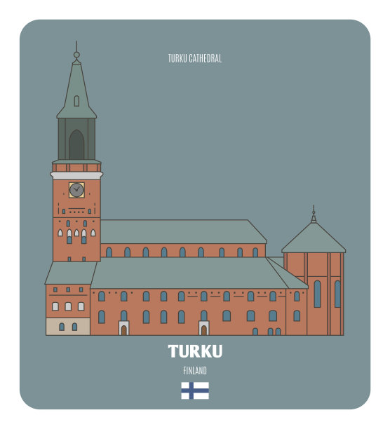 芬兰图尔库大教堂。欧洲城市的建筑象征图片下载