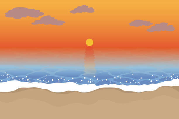日落海景插图图片下载