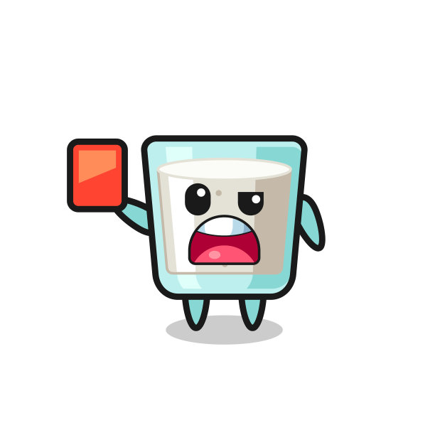 可爱的牛奶吉祥物作为裁判给红牌图片下载