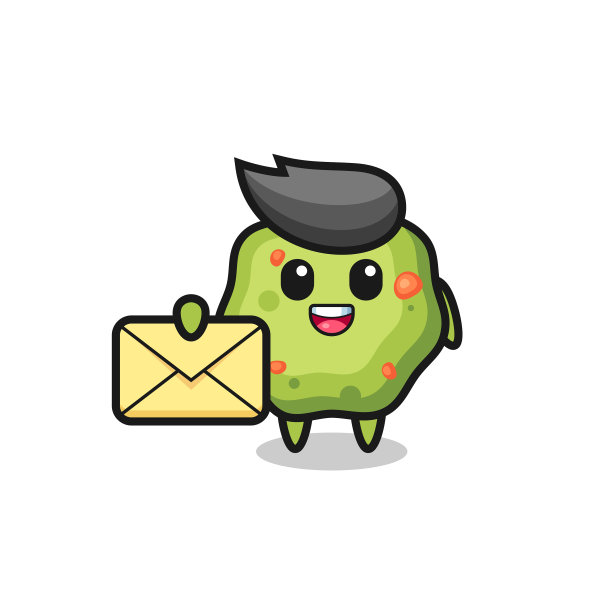 呕吐的卡通拿着黄色的字母图片下载