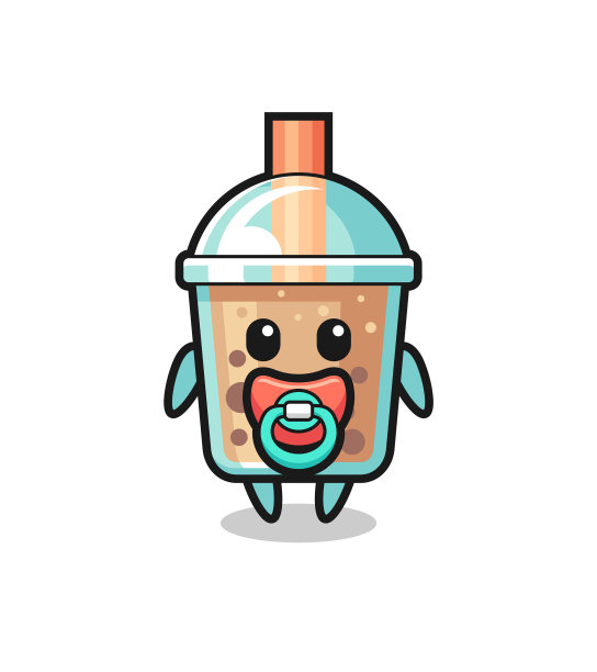 婴儿泡沫茶卡通人物与奶嘴图片下载