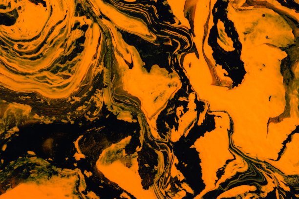 抽象橘黑色大理石背景。丙烯绘画概念万圣节。图片下载