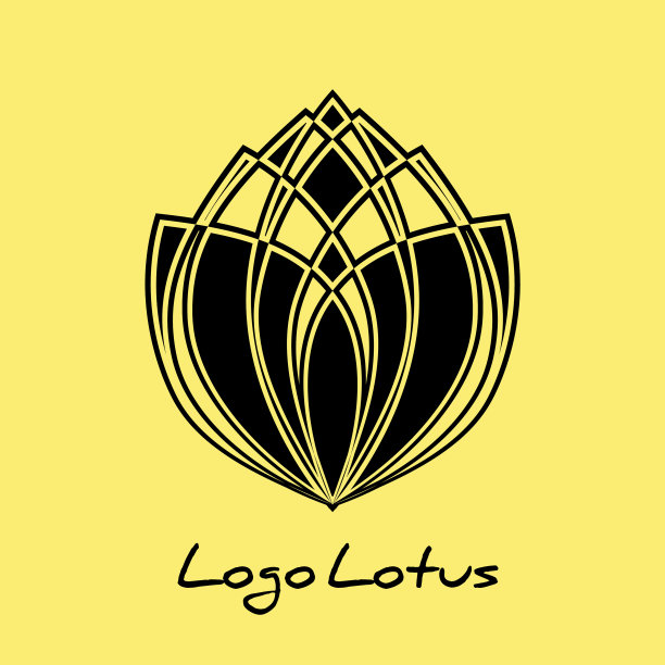 风格化黑莲花标志天然花卉品牌图片下载