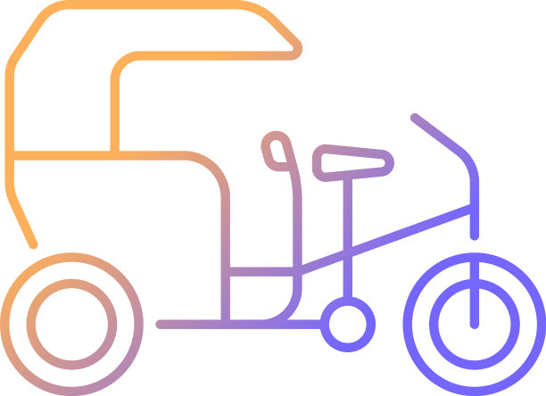 三轮车出租车梯度线性图标图片下载