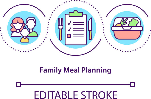 家庭膳食计划概念图标图片下载