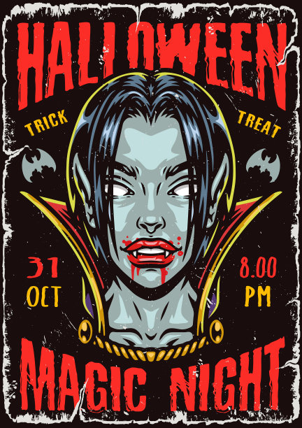 万圣节复古彩色海报图片下载