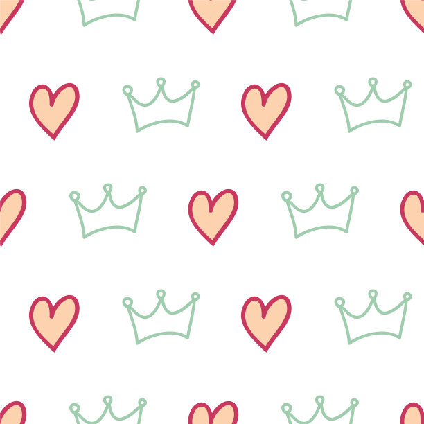 白我的皇后和心无缝图案图片下载
