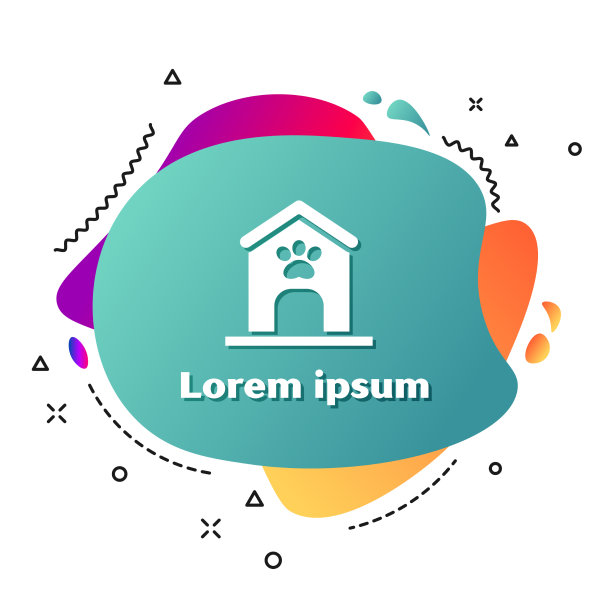 白狗屋和爪子印的宠物图标孤立上图片下载