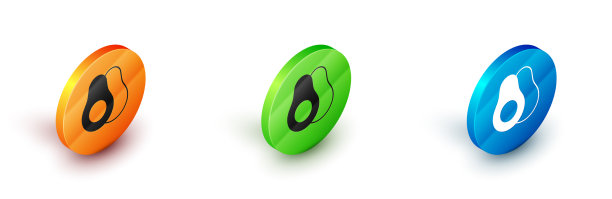 等长牛油果图标孤立在白色图片下载