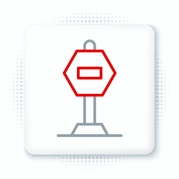 线停止标志图标隔离在白色背景图片下载