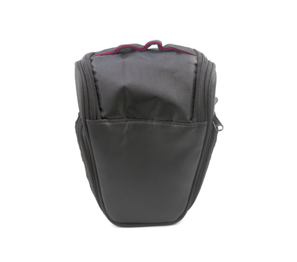 白色背景上的黑色相机包图片下载