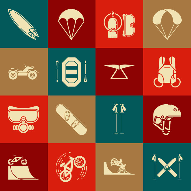 设置滑雪和棍棒头盔，降落伞潜水面罩图片下载