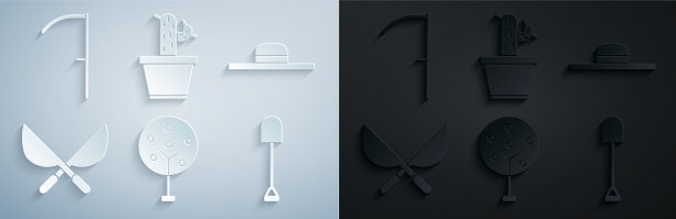 设置树木工人帽子园艺手工剪刀图片下载