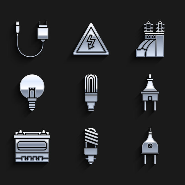 设置led灯泡电动插头汽车电池图片下载