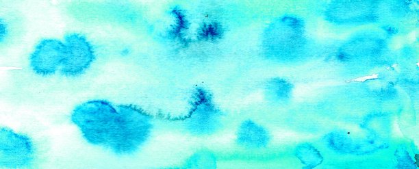 蓝色蓝绿色水彩背景。手绘淡水彩插图，纸纹理图片下载
