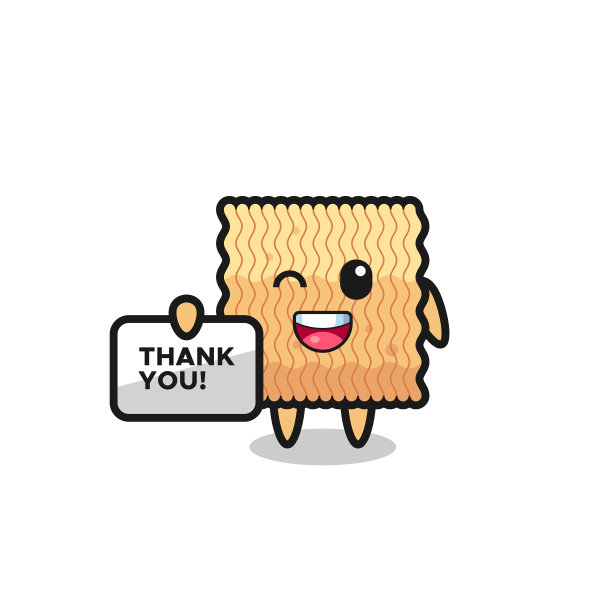 吉祥物的生方便面举着横幅图片下载