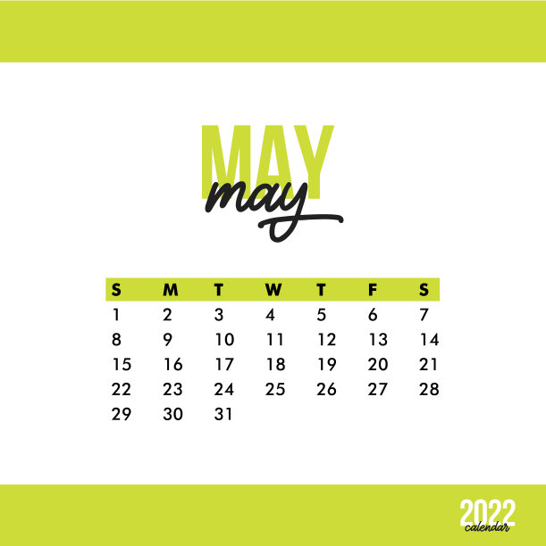 2022年5月日历贴纸设计图片下载