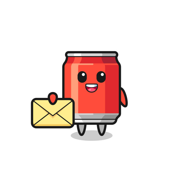 卡通饮料罐里装着黄色的字母图片下载