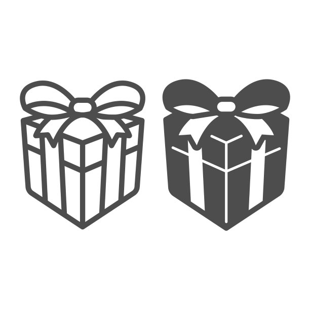 包装的礼品盒与丝带蝴蝶结礼物线和图片下载