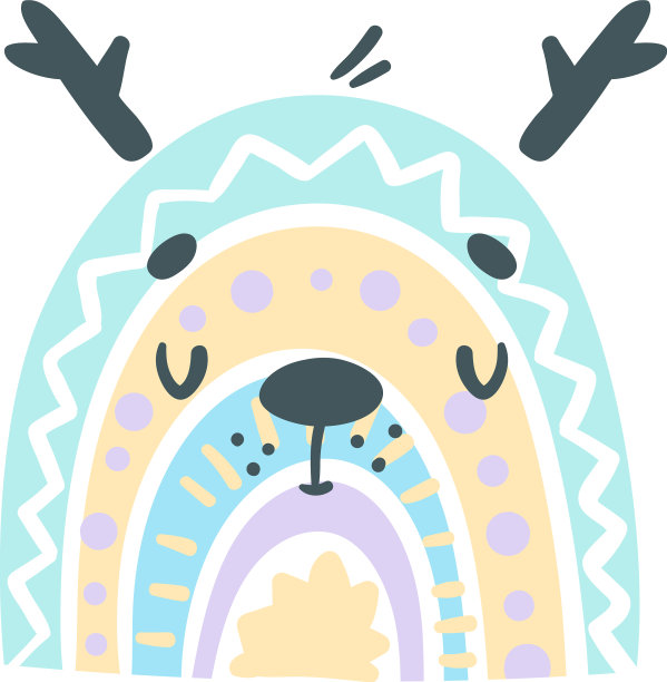 可爱的彩虹鹿与鹿角的孩子图片下载