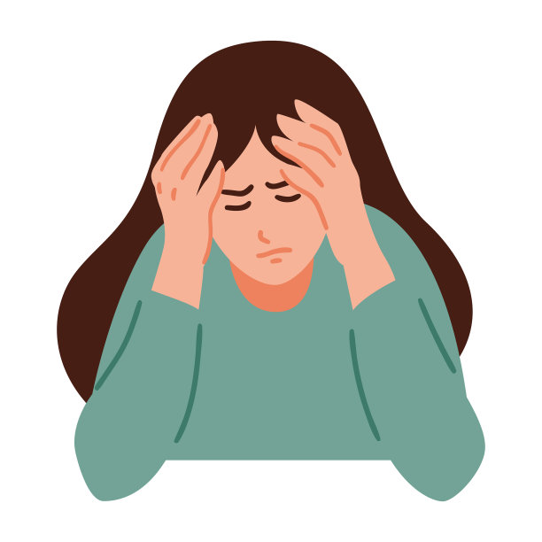 一个女人头痛，女孩感到焦虑图片下载