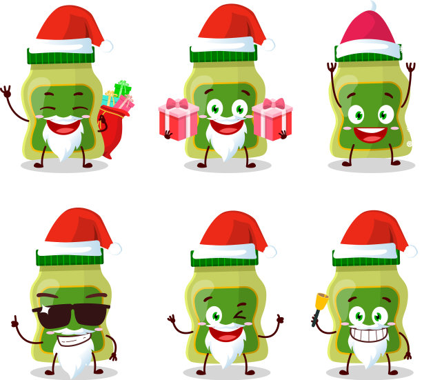 带有芥末卡通的圣诞老人表情图片下载