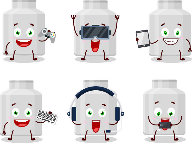 牛奶罐卡通人物正在玩游戏图片下载