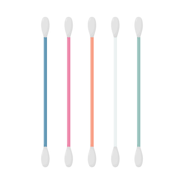 一套棉签。美容工具插图孤立在白色背景。图片下载