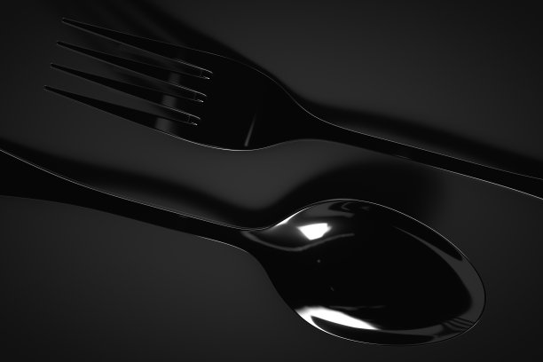 餐具密切起来。叉子和勺子。图片下载